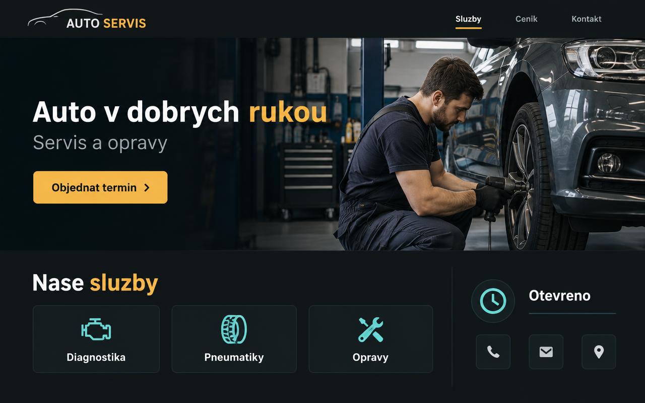 Ukázkový návrh webu: Web pro autoservis