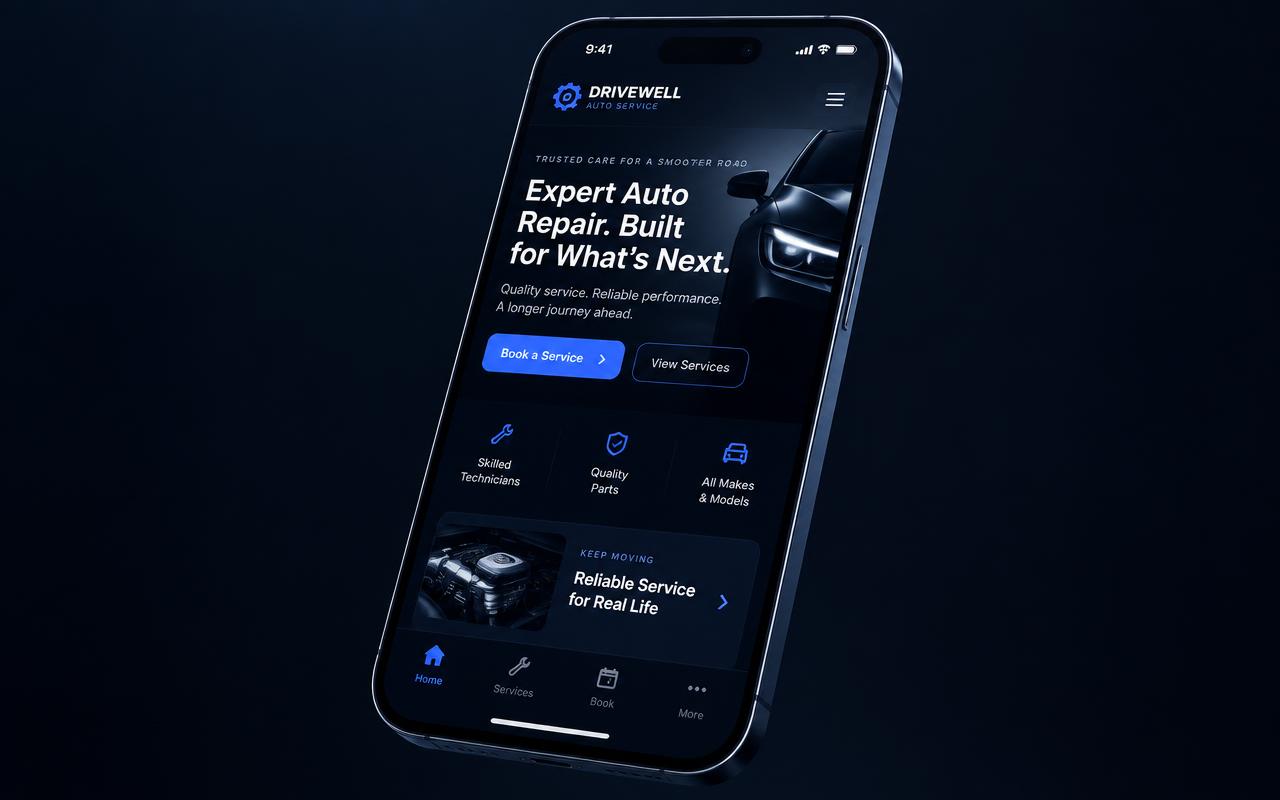 Ukázkový návrh webu: Web pro autoservis