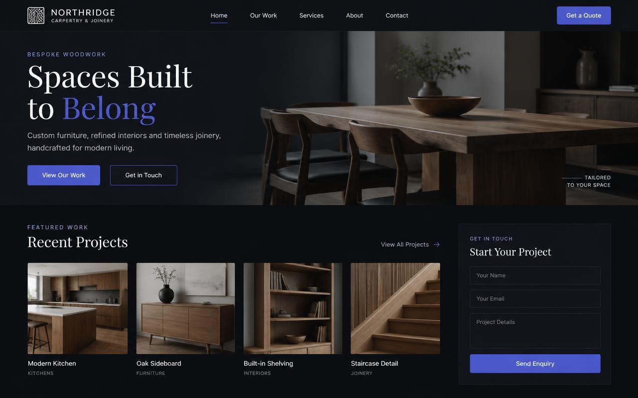 Ukázkový návrh webu: Web pro truhlářství